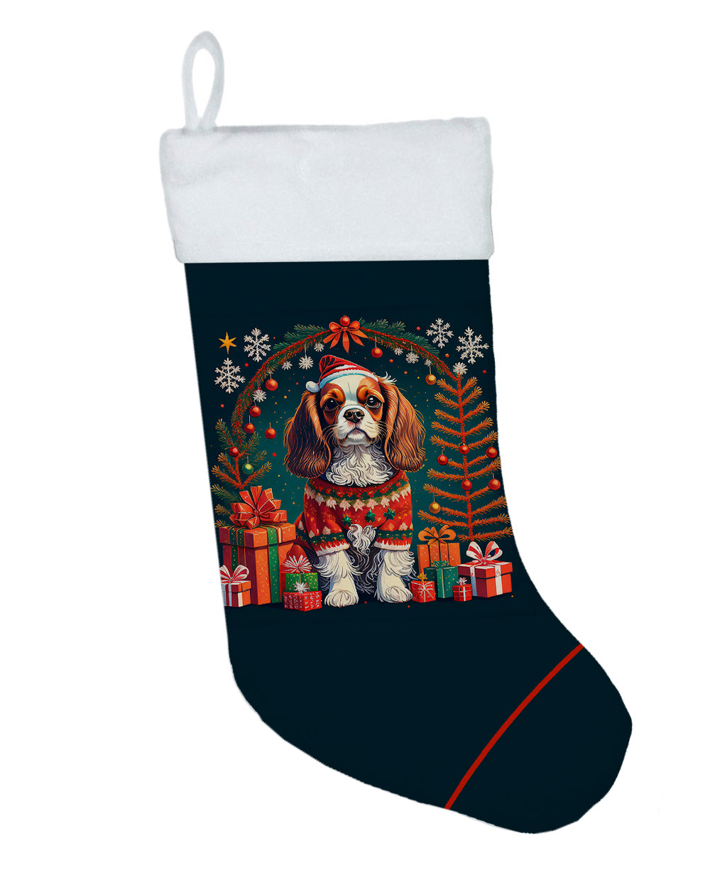 Cavalier King Charles Spaniel Christmas Holiday Stocking Double-Sided Print, Polyester Suede,11x18, Made in USA