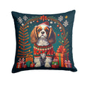 Cavalier King Charles Spaniel Christmas Decorative Throw Pillow 14x14 Indoor Outdoor Accent Cushion, Fabric Cover with Insert for Sofa, Bed, Porch & Living Room