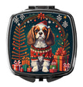 Cavalier King Charles Spaniel Christmas Compact Mirror Decorative Travel Makeup Mirror for Women Girls Gifts Pocket Makeup Mirror Folding Handheld