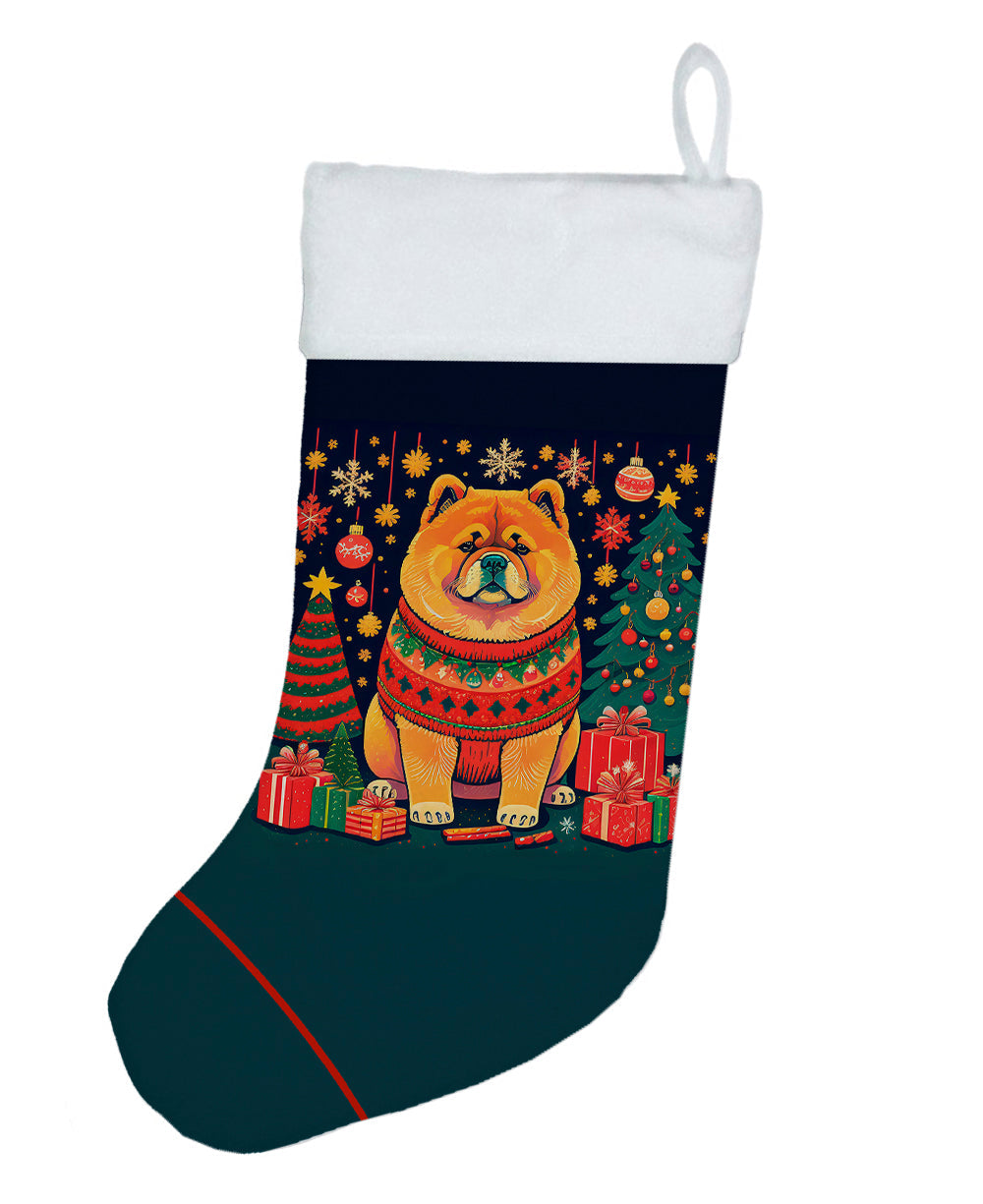 Chow Chow Christmas Holiday Stocking Double-Sided Print, Polyester Suede,11x18, Made in USA
