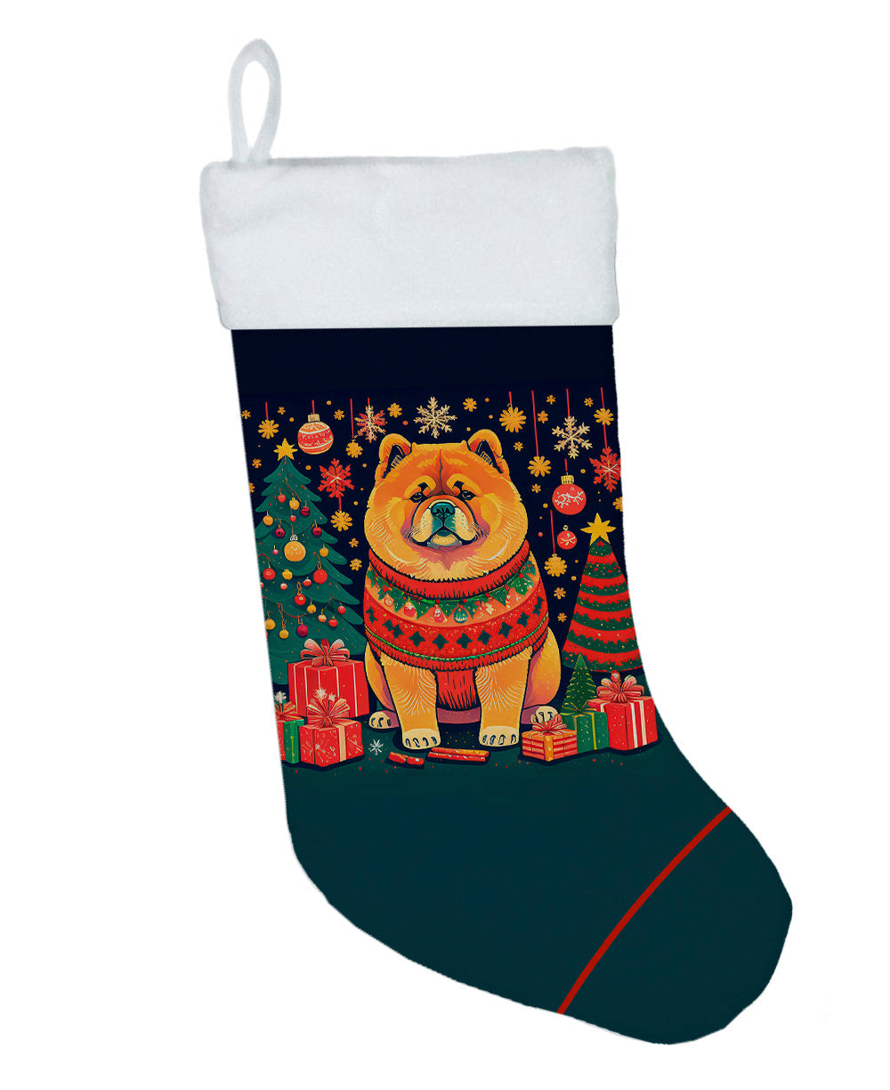 Chow Chow Christmas Holiday Stocking Double-Sided Print, Polyester Suede,11x18, Made in USA