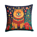 Chow Chow Christmas Decorative Throw Pillow 14x14 Indoor Outdoor Accent Cushion, Fabric Cover with Insert for Sofa, Bed, Porch & Living Room