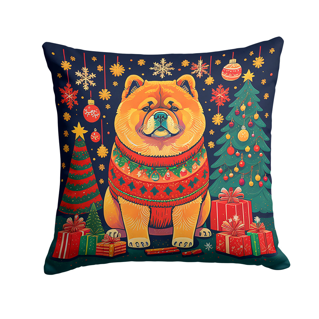 Chow Chow Christmas Decorative Throw Pillow 18x18 Indoor Outdoor Accent Cushion, Fabric Cover with Insert for Sofa, Bed, Porch & Living Room