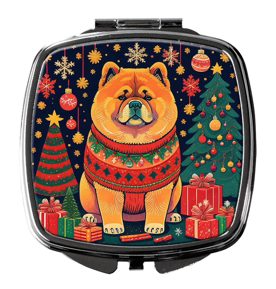 Chow Chow Christmas Compact Mirror Decorative Travel Makeup Mirror for Women Girls Gifts Pocket Makeup Mirror Folding Handheld