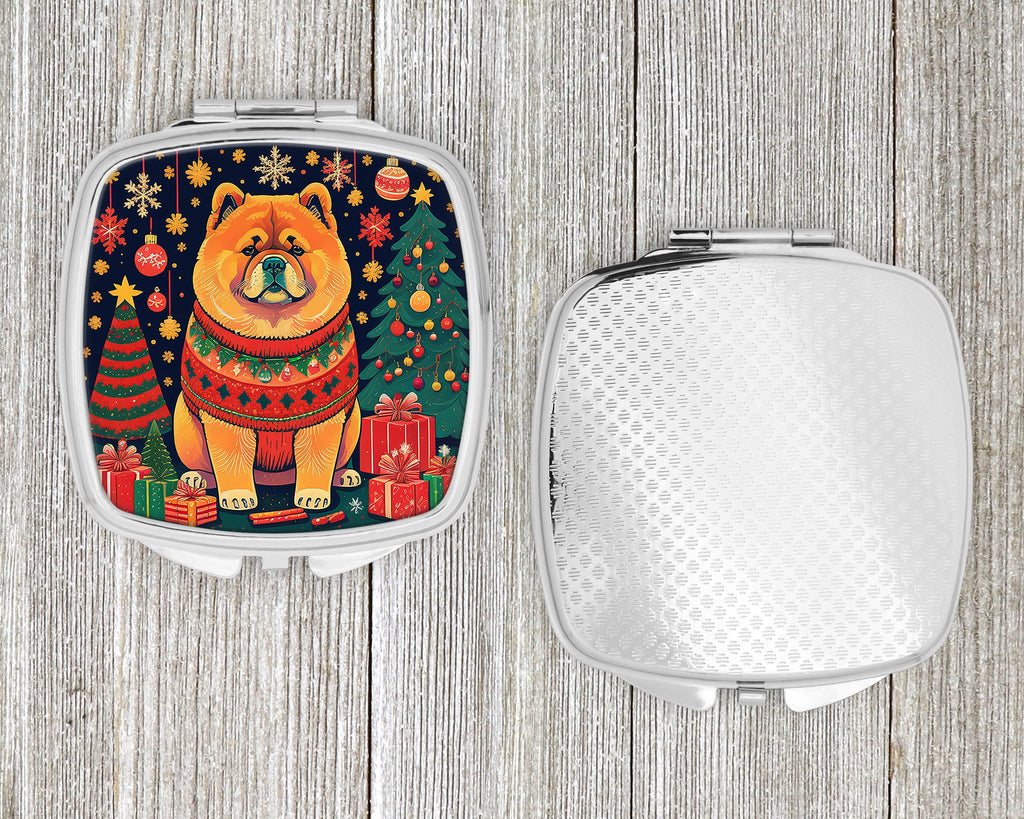 Chow Chow Christmas Compact Mirror Decorative Travel Makeup Mirror for Women Girls Gifts Pocket Makeup Mirror Folding Handheld