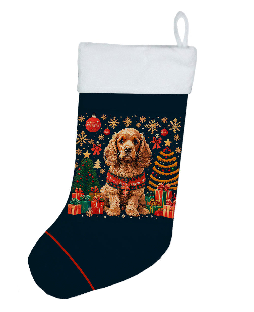 Cocker Spaniel Christmas Holiday Stocking Double-Sided Print, Polyester Suede,11x18, Made in USA