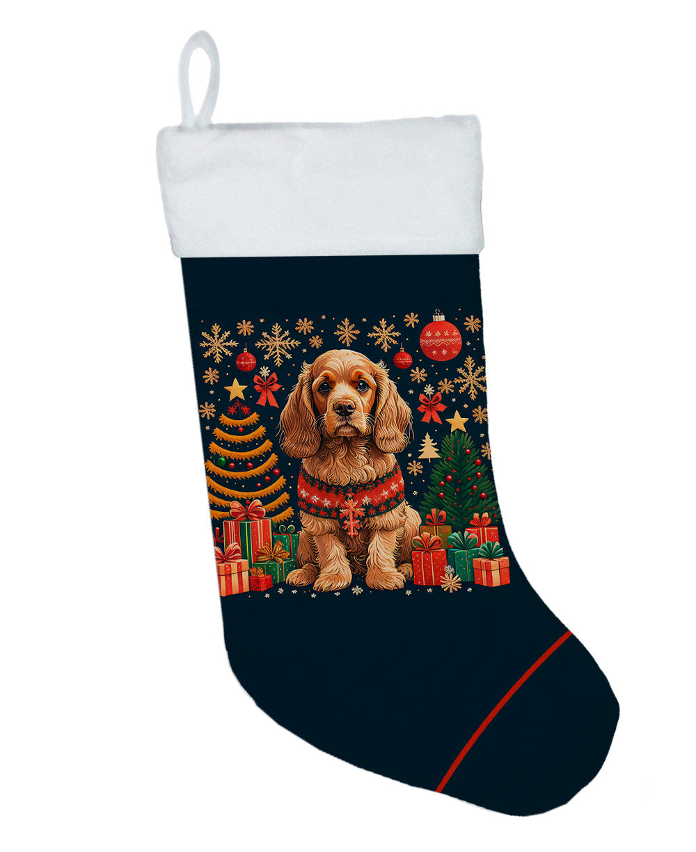 Cocker Spaniel Christmas Holiday Stocking Double-Sided Print, Polyester Suede,11x18, Made in USA