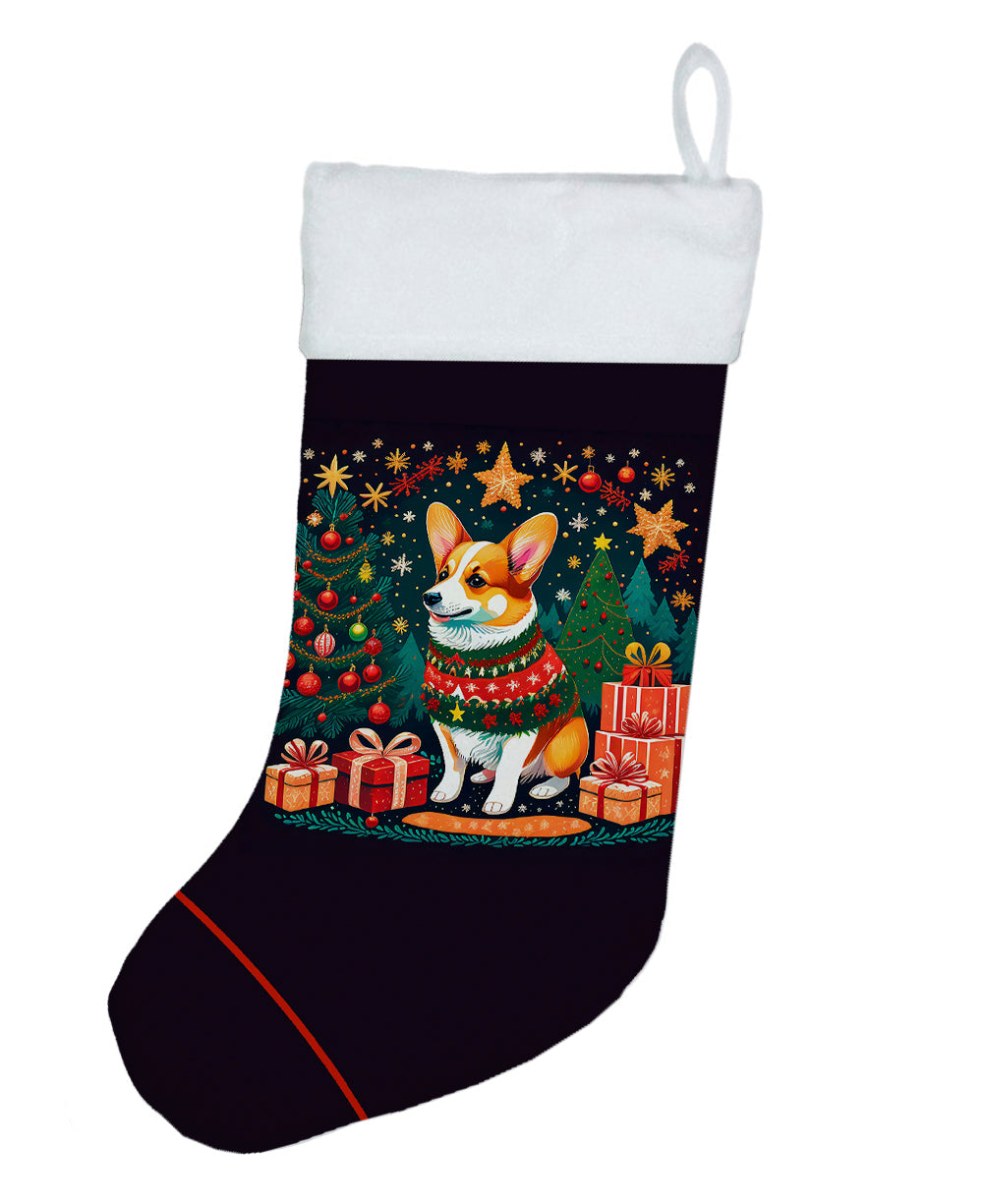 Corgi Christmas Holiday Stocking Double-Sided Print, Polyester Suede,11x18, Made in USA