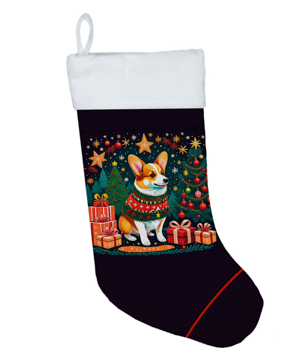 Corgi Christmas Holiday Stocking Double-Sided Print, Polyester Suede,11x18, Made in USA