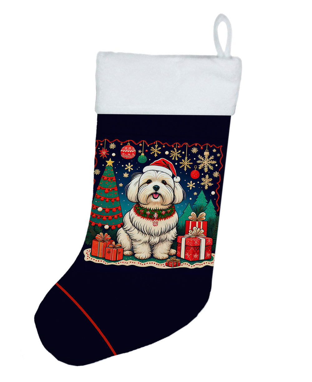 Coton De Tulear Christmas Holiday Stocking Double-Sided Print, Polyester Suede,11x18, Made in USA