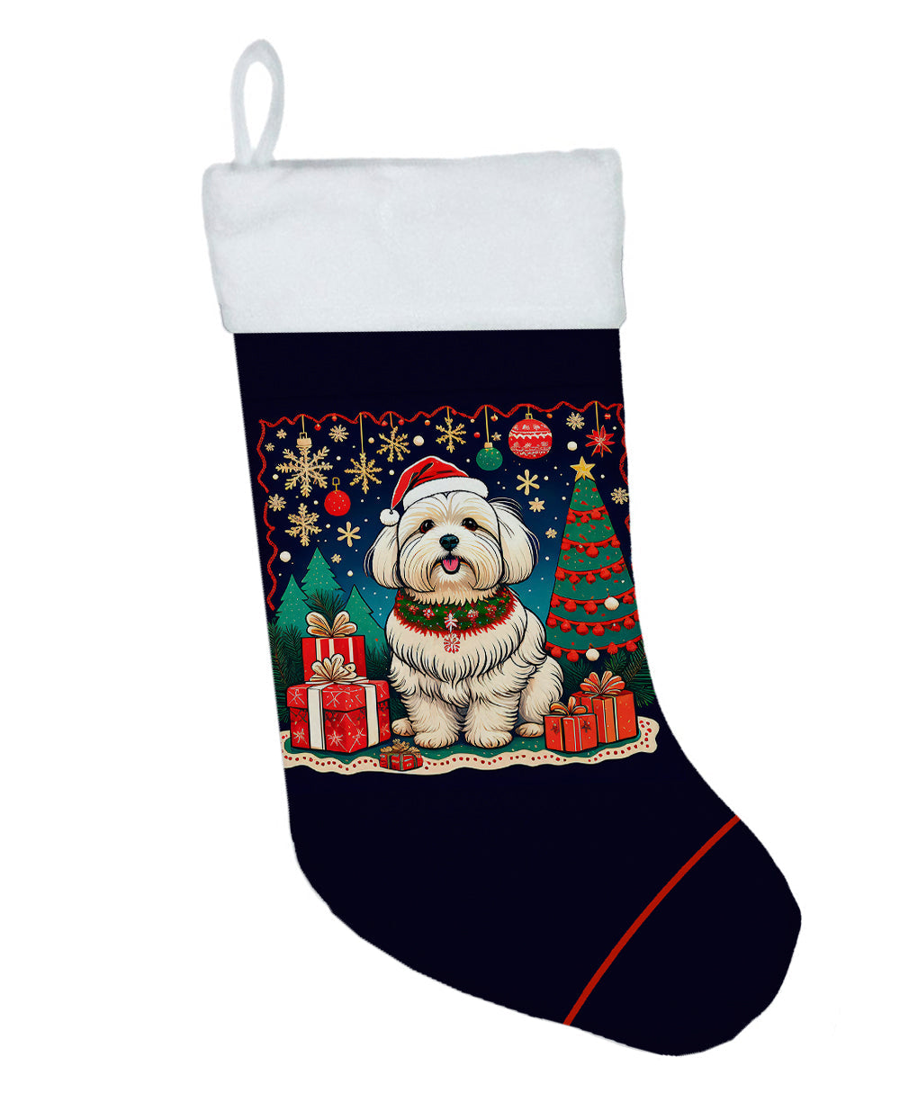 Coton De Tulear Christmas Holiday Stocking Double-Sided Print, Polyester Suede,11x18, Made in USA
