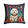 Coton De Tulear Christmas Decorative Throw Pillow 18x18 Indoor Outdoor Accent Cushion, Fabric Cover with Insert for Sofa, Bed, Porch & Living Room