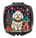 Coton De Tulear Christmas Compact Mirror Decorative Travel Makeup Mirror for Women Girls Gifts Pocket Makeup Mirror Folding Handheld