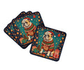 English Bulldog Christmas Foam Coasters Set of 4 Cup Coasters for Indoor Outdoor, Tabletop Protection, Anti Slip, Mouse pad Material