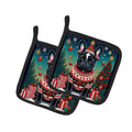 Black French Bulldog Christmas Pot Holder Set of 2 Heat Resistant Quilted Hot Pads 7.5 x 7.5 Inch, Insulated Kitchen Trivets for Cooking & Baking