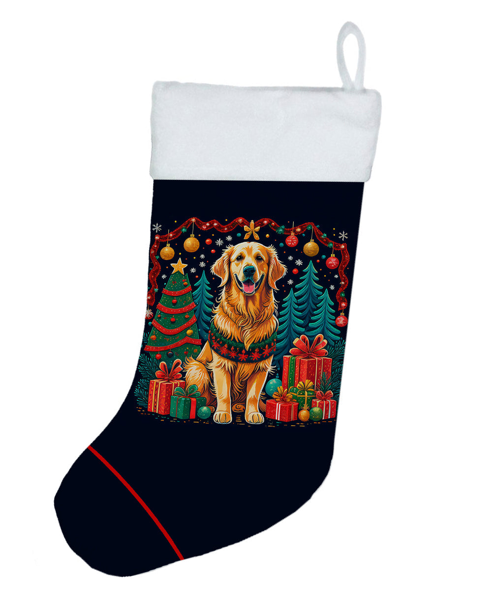 Golden Retriever Christmas Holiday Stocking Double-Sided Print, Polyester Suede,11x18, Made in USA