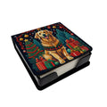 Golden Retriever Christmas PU Leather Note Paper Holder with Artist-Designed Cover, Desk Accessory, Office Gift