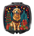 Golden Retriever Christmas Compact Mirror Decorative Travel Makeup Mirror for Women Girls Gifts Pocket Makeup Mirror Folding Handheld
