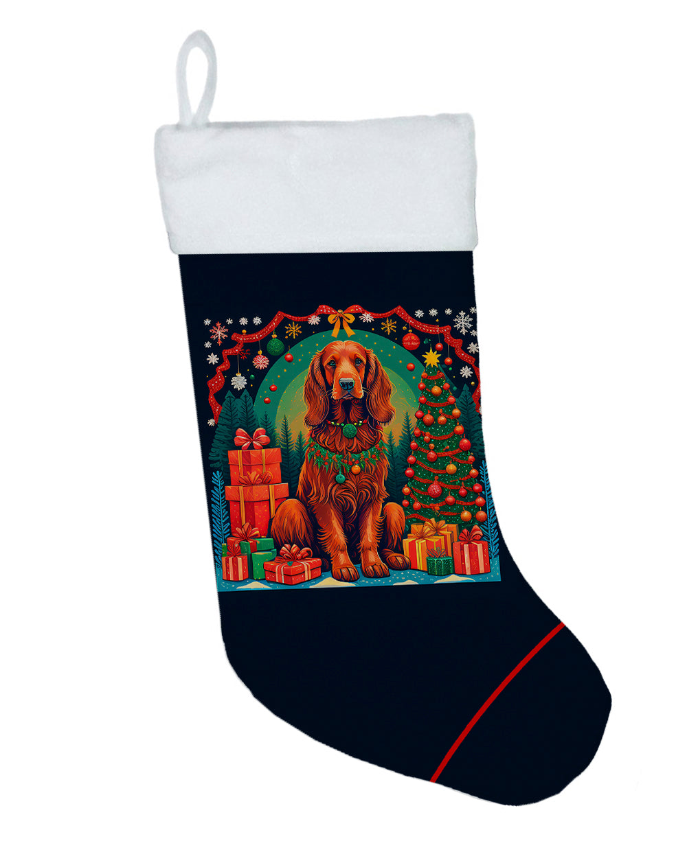 Irish Setter Christmas Holiday Stocking Double-Sided Print, Polyester Suede,11x18, Made in USA