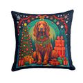 Irish Setter Christmas Decorative Throw Pillow 14x14 Indoor Outdoor Accent Cushion, Fabric Cover with Insert for Sofa, Bed, Porch & Living Room
