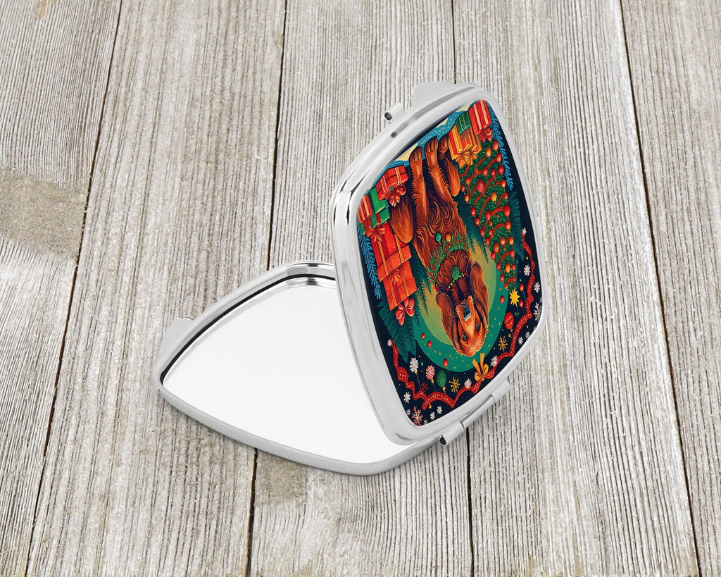 Irish Setter Christmas Compact Mirror Decorative Travel Makeup Mirror for Women Girls Gifts Pocket Makeup Mirror Folding Handheld
