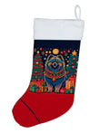 Keeshond Christmas Holiday Stocking Double-Sided Print, Polyester Suede,11x18, Made in USA