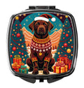 Chocolate Labrador Retriever Christmas Compact Mirror Decorative Travel Makeup Mirror for Women Girls Gifts Pocket Makeup Mirror Folding Handheld