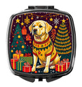 Yellow Labrador Retriever Christmas Compact Mirror Decorative Travel Makeup Mirror for Women Girls Gifts Pocket Makeup Mirror Folding Handheld