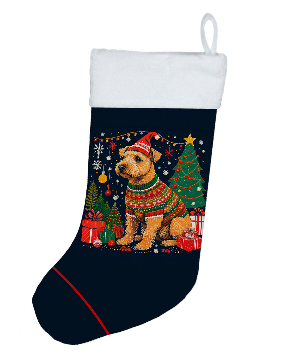 Lakeland Terrier Christmas Holiday Stocking Double-Sided Print, Polyester Suede,11x18, Made in USA