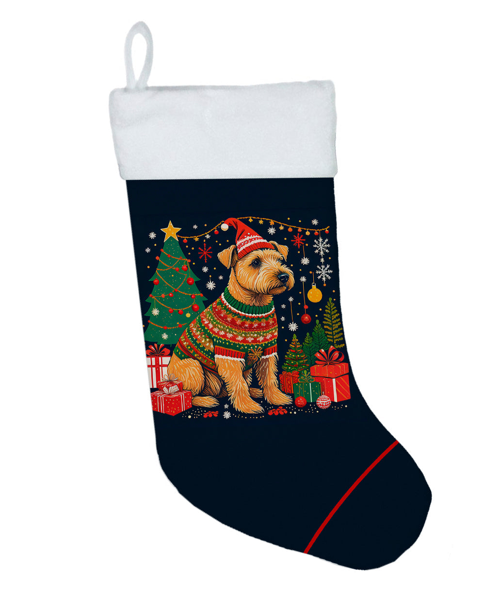 Lakeland Terrier Christmas Holiday Stocking Double-Sided Print, Polyester Suede,11x18, Made in USA