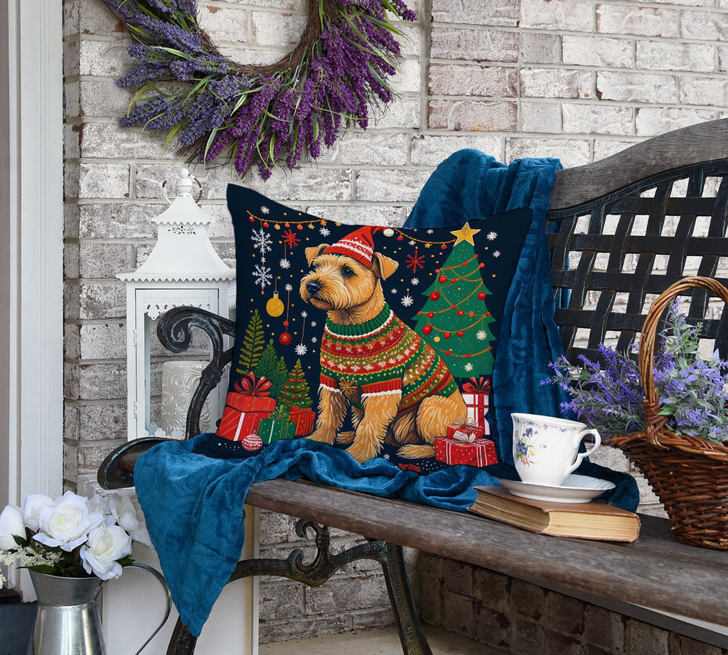 Lakeland Terrier Christmas Decorative Throw Pillow 18x18 Indoor Outdoor Accent Cushion, Fabric Cover with Insert for Sofa, Bed, Porch & Living Room