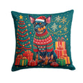 Miniature Pinscher Christmas Decorative Throw Pillow 14x14 Indoor Outdoor Accent Cushion, Fabric Cover with Insert for Sofa, Bed, Porch & Living Room