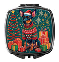Miniature Pinscher Christmas Compact Mirror Decorative Travel Makeup Mirror for Women Girls Gifts Pocket Makeup Mirror Folding Handheld