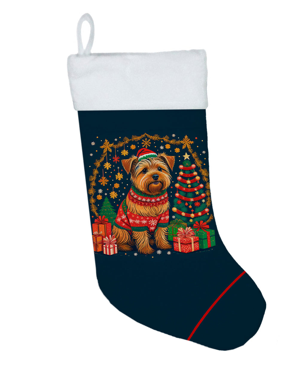 Norfolk Terrier Christmas Holiday Stocking Double-Sided Print, Polyester Suede,11x18, Made in USA