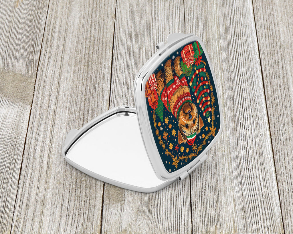 Norfolk Terrier Christmas Compact Mirror Decorative Travel Makeup Mirror for Women Girls Gifts Pocket Makeup Mirror Folding Handheld