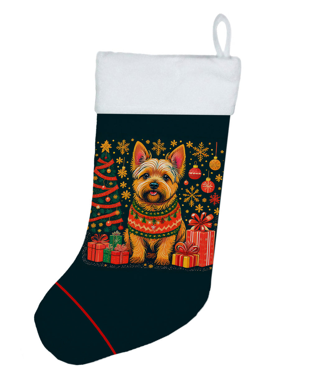 Norwich Terrier Christmas Holiday Stocking Double-Sided Print, Polyester Suede,11x18, Made in USA