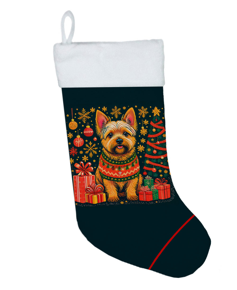 Norwich Terrier Christmas Holiday Stocking Double-Sided Print, Polyester Suede,11x18, Made in USA