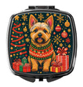 Norwich Terrier Christmas Compact Mirror Decorative Travel Makeup Mirror for Women Girls Gifts Pocket Makeup Mirror Folding Handheld