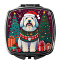 Old English Sheepdog Christmas Compact Mirror Decorative Travel Makeup Mirror for Women Girls Gifts Pocket Makeup Mirror Folding Handheld