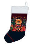 Pomeranian Christmas Holiday Stocking Double-Sided Print, Polyester Suede,11x18, Made in USA