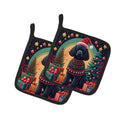 Black  Poodle Christmas Pot Holder Set of 2 Heat Resistant Quilted Hot Pads 7.5 x 7.5 Inch, Insulated Kitchen Trivets for Cooking & Baking