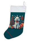 White Poodle Christmas Holiday Stocking Double-Sided Print, Polyester Suede,11x18, Made in USA