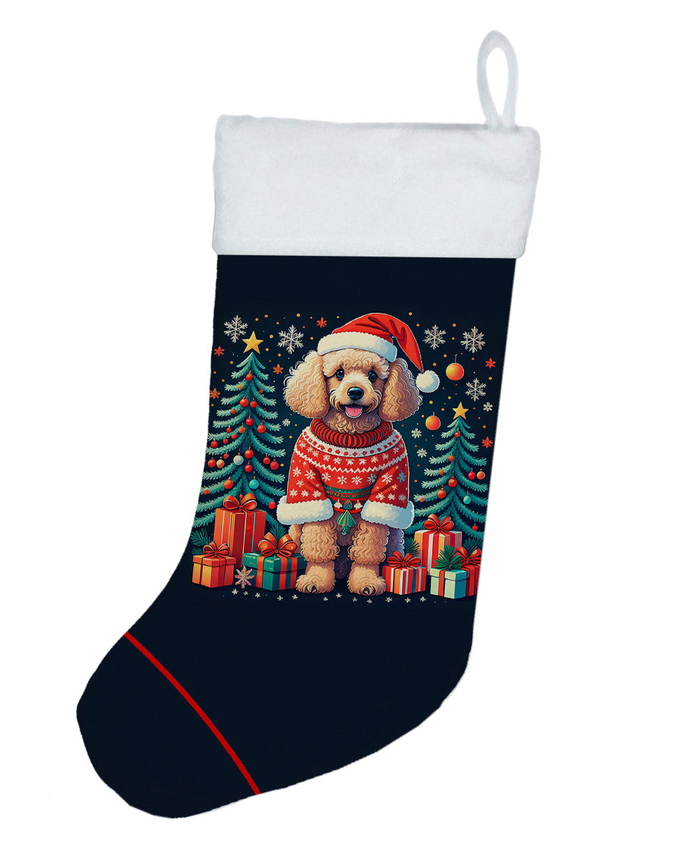 Apricot Toy Poodle Christmas Holiday Stocking Double-Sided Print, Polyester Suede,11x18, Made in USA