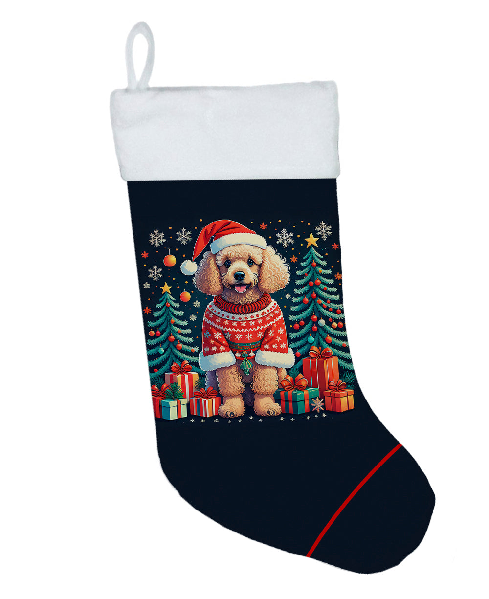 Apricot Toy Poodle Christmas Holiday Stocking Double-Sided Print, Polyester Suede,11x18, Made in USA