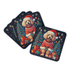 Apricot Toy Poodle Christmas Foam Coasters Set of 4 Cup Coasters for Indoor Outdoor, Tabletop Protection, Anti Slip, Mouse pad Material