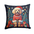 Apricot Toy Poodle Christmas Decorative Throw Pillow 18x18 Indoor Outdoor Accent Cushion, Fabric Cover with Insert for Sofa, Bed, Porch & Living Room
