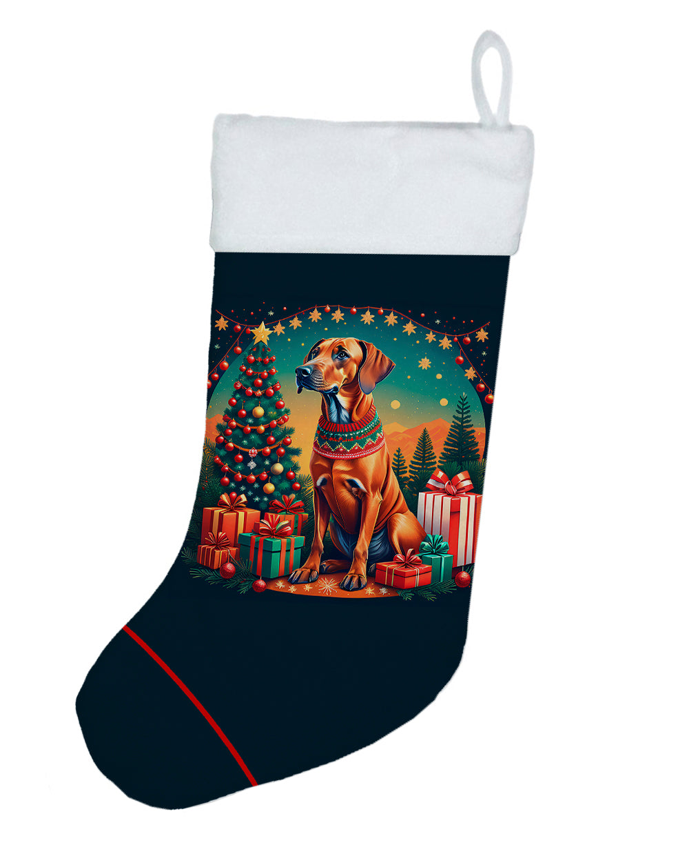 Rhodesian Ridgeback Christmas Holiday Stocking Double-Sided Print, Polyester Suede,11x18, Made in USA