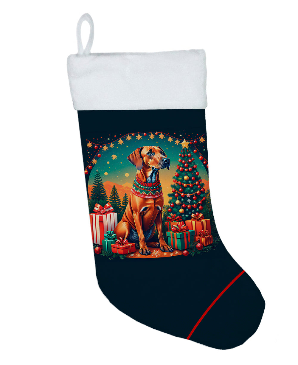 Rhodesian Ridgeback Christmas Holiday Stocking Double-Sided Print, Polyester Suede,11x18, Made in USA