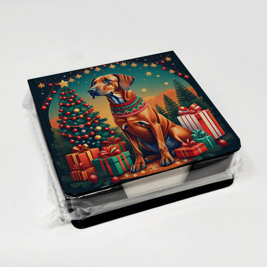 Rhodesian Ridgeback Christmas PU Leather Note Paper Holder with Artist-Designed Cover, Desk Accessory, Office Gift