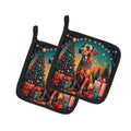 Rhodesian Ridgeback Christmas Pot Holder Set of 2 Heat Resistant Quilted Hot Pads 7.5 x 7.5 Inch, Insulated Kitchen Trivets for Cooking & Baking